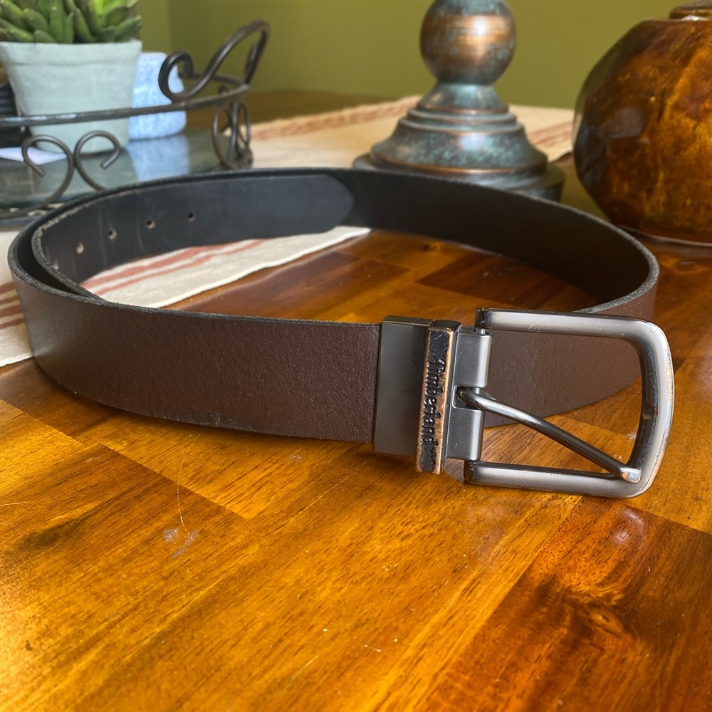VGUC Timberland Brown Leather Belt with Silver Buckle